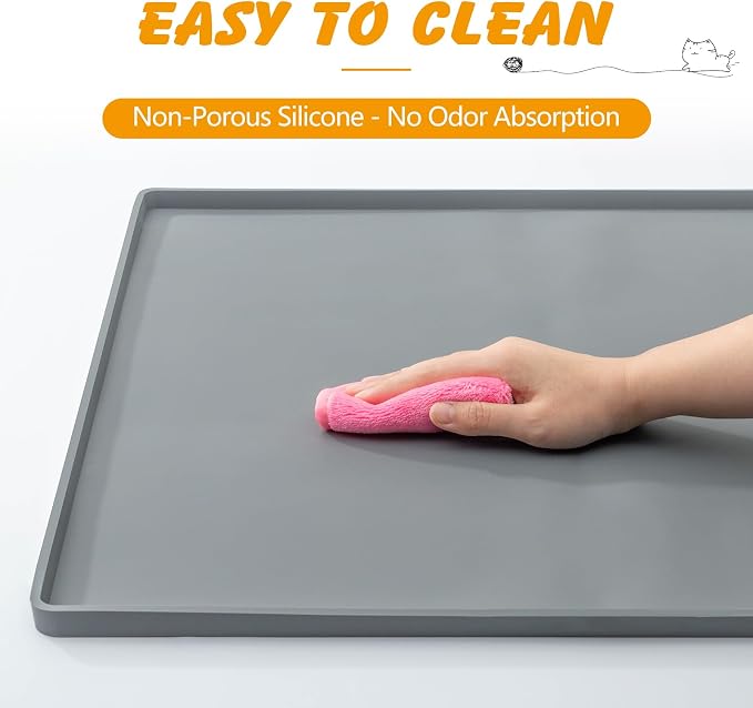 Silicone Dog Pee Pad Holder for 24 x 24 in Pads, Leak-Proof Tray | Raised edges, waterproof silicone, rolls for storage, fits disposable or reusable pads