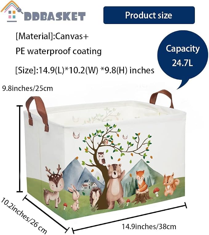 Animal Baskets Cute Storage Bins Rectangular Storage Bin Organizer Book Box ,Animals Room Decor(Mountain animal)