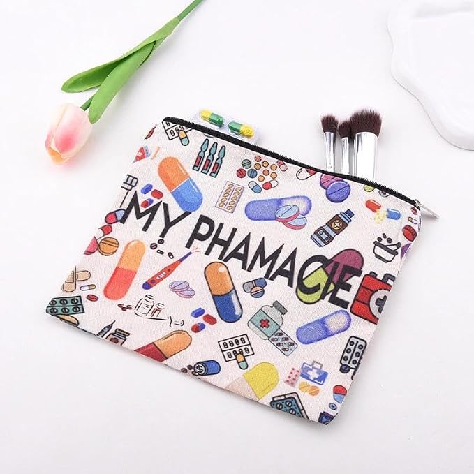 Pharmacy Technician Makeup Bag Pharmacist Graduation Retirement Appreciation Gifts Pharmacy Medication Storage Pharmacist Student Essentials Medical Zip Bag Travel Pharmacie Toiletry Cosmetic Pouch