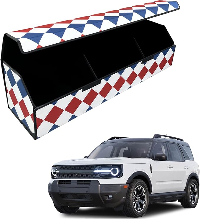 Car Trunk Organizer for For Ford Bronco - Custom Fit,Easy Installation，Large Space Outdoor Trunk Organizer with Leather,Hook and Loop Fastener,4-Layer Cover,For Ford Bronco 2021-2025