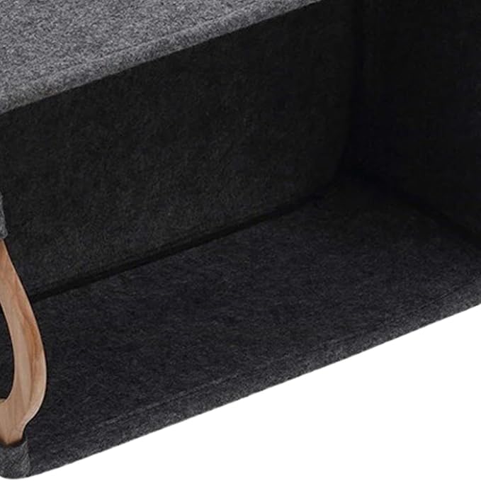 Basket for Dog Toys Felt Cute Foldable Organizer with Wooden Handle | Pet Toy Basket for Kids Blankets Collars Leashes Indoor Outdoor Home Garage Dorm Traveling Laundry Room
