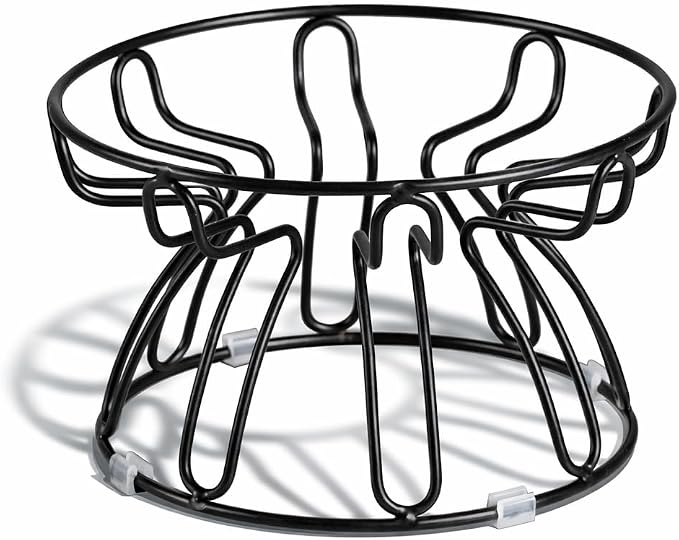 Elevated Cat Bowl Stand - Black Iron Metal Holder with Anti-Slip Grips - Raised Feeding Station for Shallow Cat Food Dishes - 6.7" W x 3.9" H (Bowl Not Included)
