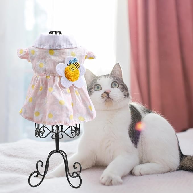 STOBOK Pet Clothes Rack 16.14X5.51 Inch Metal Wire Mannequin Stand for Puppy and Cat Garment Display and Costume Storage Organizer