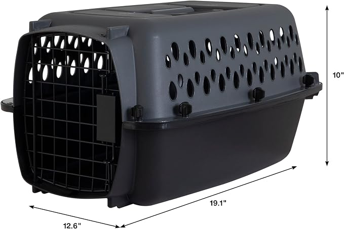 Petmate Pet Porter Dog Kennel 19in, Dark Gray and Black, up to 10lbs | Made in USA