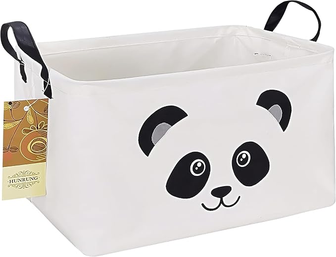Rectangle Foldable Storage Basket Handles For Home, Panda | Waterproof reinforced handles, perfect for shelf use, organizes clothes, daily items and pet supplies