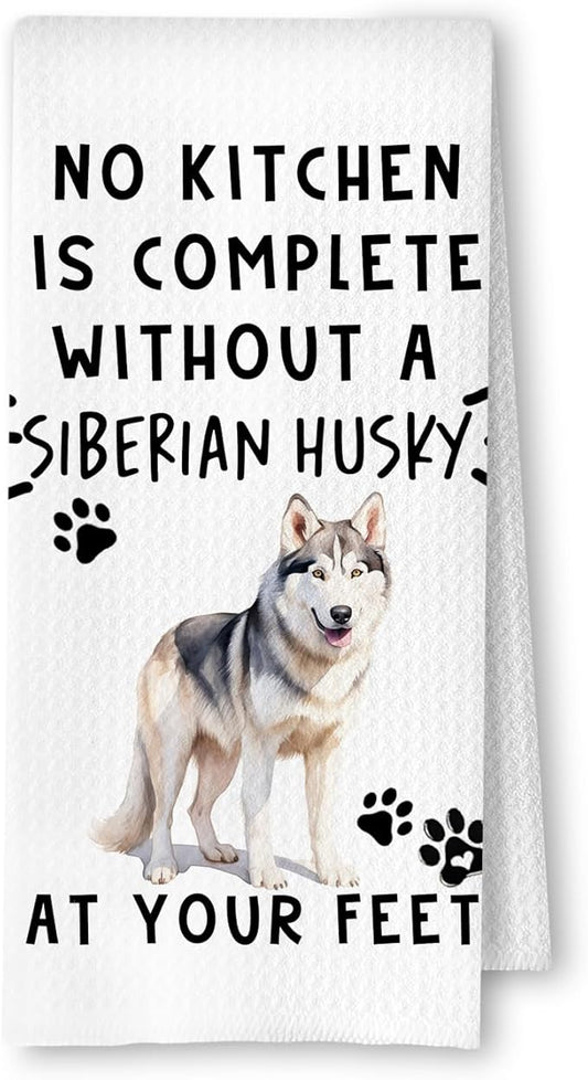 Siberian Husky Funny Dog Kitchen Dish Towels - Siberian Husky Waffle Weave Hand Towels,A Kitchen is Not Complete Dish Towel for Home Bathroom,Dog Lovers Gift,16×24 Inch