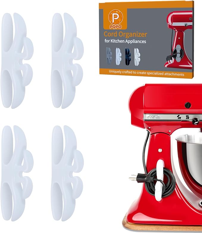 4 Pack Cord Organizer for Kitchen Appliances, Stick On Appliance Wire Organizer Wire Wrapper for Kitchen Appliances Stand Mixers (Transparent)