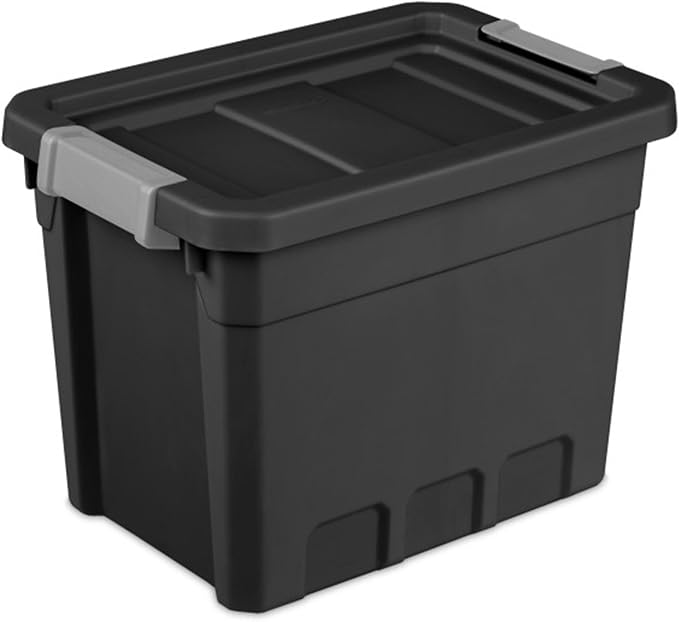 Sterilite Stacker Tote with Latching Lids for Garage, 7.5 Gallon, 12-Pack | Heavy-Duty and Stackable Plastic Boxes and Containers for Home, Desk, Cabinet, Dorm, Basement, or Utility Organization