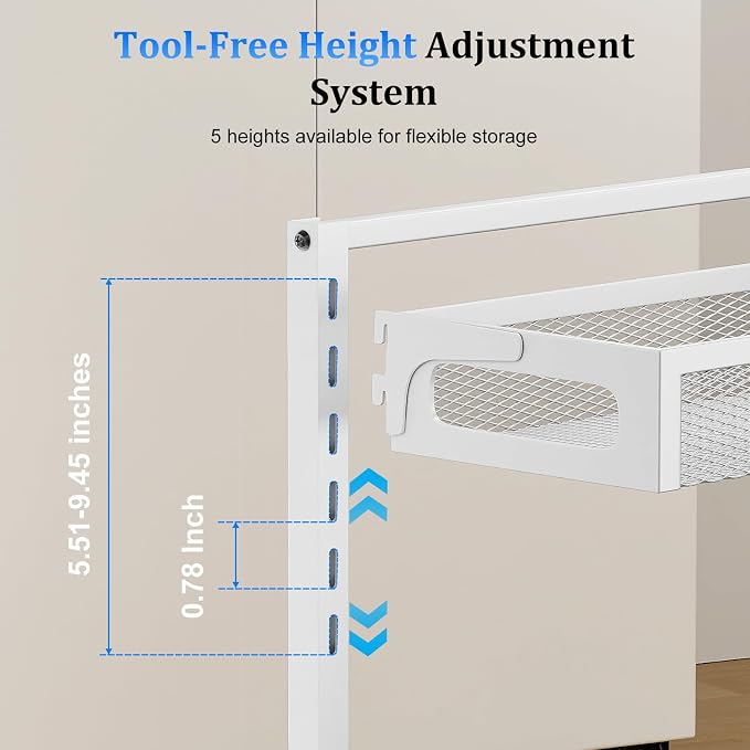 Petiza Metal Under Sink Organizer, Pull Out Cabinet Organizer Rack with Silk-Smooth Bottom Drawer, 5-Level Adjustable, Multi-Purpose Storage Shelf for Bathroom, Kitchen, Vanity, Pantry (2-Pack)