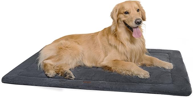 MADE 4 PETS Dog Crate Pad Bed for Large Dogs, Washable & Reversible, Anti-Slip Kennel Mat for Cozy Sleeping, Soft Fluffy Dog Bed for Indoor & Outdoor Use, 41"x29", Dark Gray