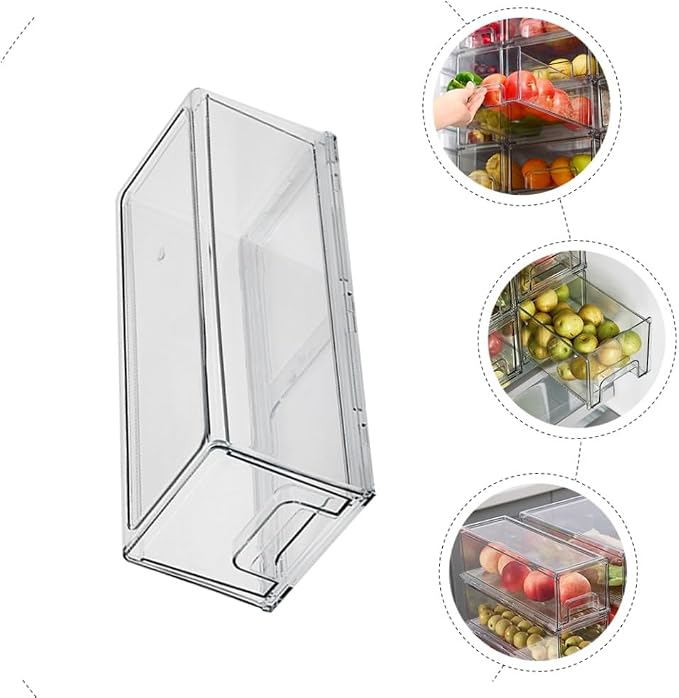 HOMSFOU Fridge Bin Freezer Organizer Bins Retractable Drawer for Cleaning Supplies