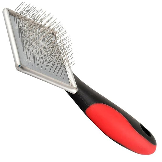 Jeffers Pet Non Slip Slicker Grooming Brush – Soft Flexible Pins, Red & Black Handle. Detangling Grooming Tool for Dogs & Cats w/Short, Long, Thick & Curly Coats, Easy Storage, Travel Size - Small