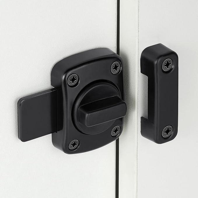 4 Pcs Black Rotating Bolt Latch,Zinc Alloy Cabinet Lock_B | Pet Door Lock, Barn Door Latch,for Drawer,Storage Box,Locker,Closet,Pet Cage,Wine Cabinet,Protect Privacy