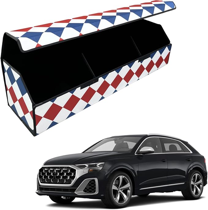 Car Trunk Organizer for For Audi SQ8 - Custom Fit,Easy Installation，Large Space Outdoor Trunk Organizer with Leather,Hook and Loop Fastener,4-Layer Cover,For Audi SQ8 2020-2025