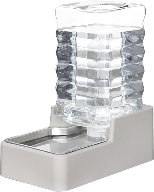 RIZZARI Stainless Steel Pet Water Feeder: 9L Gravity Leak-Proof Auto Refill Water Dispenser - 304 Stainless Steel Bowl - Hygienic & Rust-Resistant - No Filter - for 30-60 LB Dogs - Home/Office