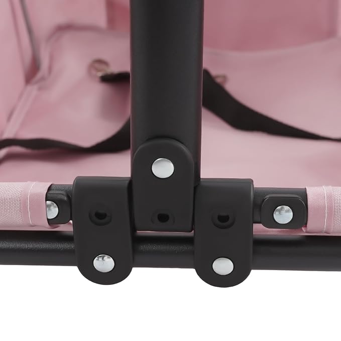 Mini Dog Strollers, 4 Wheel Foldable Dog Stroller, Portable Pet Carrier Dog Cart w/Side Storage Pocket Adjustable & 360° Rotatable Pull Rod for Small Pets Travel Shopping Walking (Pink)