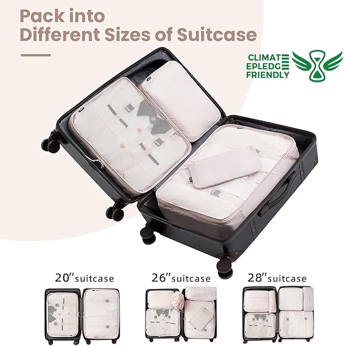 BAGAIL 6 Set/8 Set/10 Set Packing Cubes Various Sizes Packing Organizer for Travel Accessories Luggage Carry On Suitcase