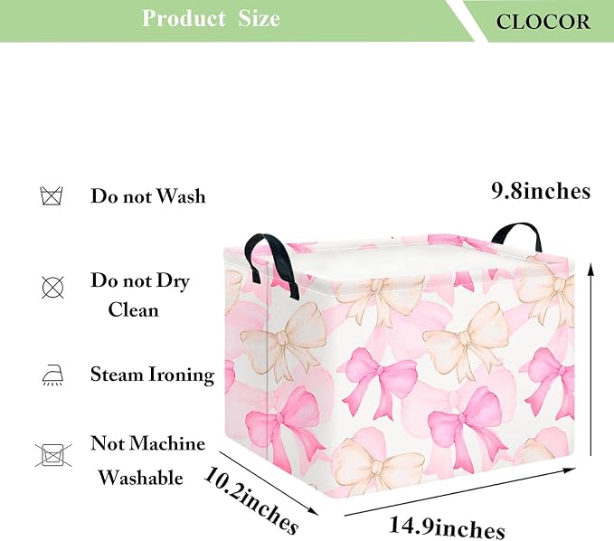 CLOCOR Rectangular Storage Bin,Waterproof Books Box,Gift Basket(Bow)
