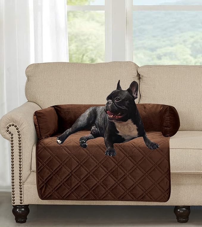 Brilliant Sunshine Chocolate Velvet Dog Sofa Slipcover, Medium | Calming Pet Couch Bed with Removable & Washable Cover, Funiture Protector & Bed Mat for Dogs, Pets, Cats, 30"×32"×8"