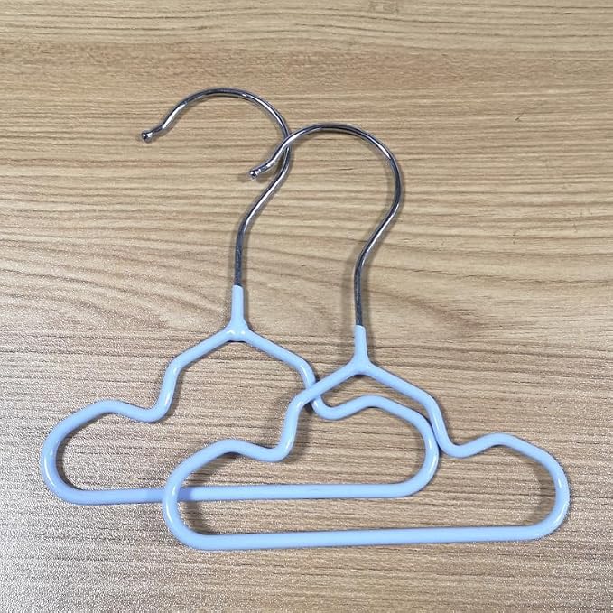 12 Pack Dog Clothes Hangers 7 Inch Wide Non-Slip Metal Pet Clothes Hangers Cat Clothing Holder Coat Hanger for Small Dogs Cats Puppy Chihuahuas (Blue)