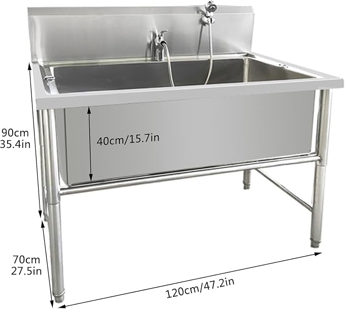 Stainless Steel Dog Washing Station,Professional Bathing Station,Pet Grooming Tub,Dog Bathtub for Home,Pet Wash Station,Dog Grooming Tub for Home, for Large,Medium & Small Pets,120cm/47in