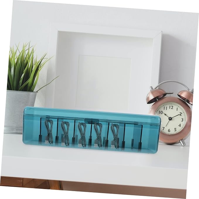 Angoily Cord Storage Box with Lid Desktop Organizer for Cables Data Wires and Chargers Pet Material Easy Access Dust- for Use