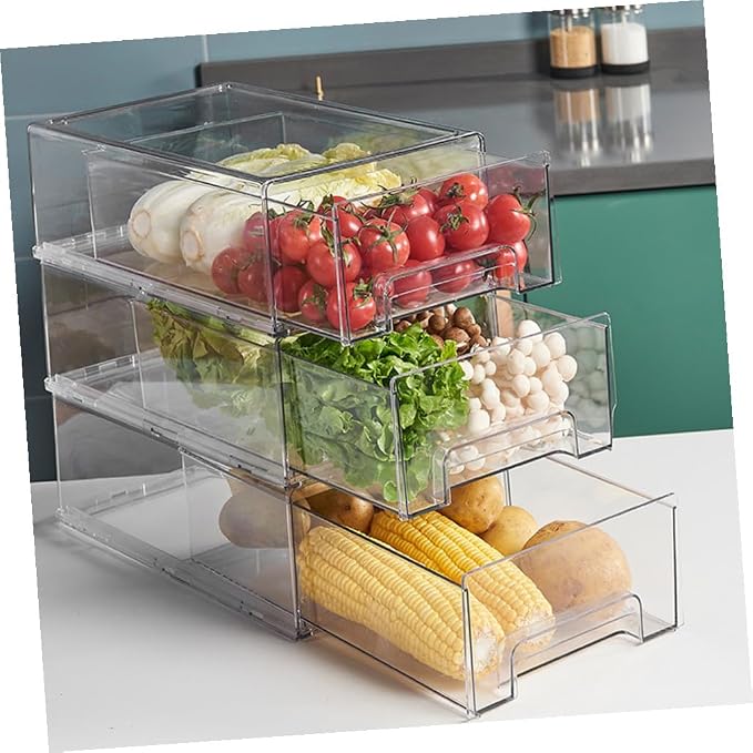HOMSFOU Fridge Bin Freezer Organizer Bins Retractable Drawer for Cleaning Supplies