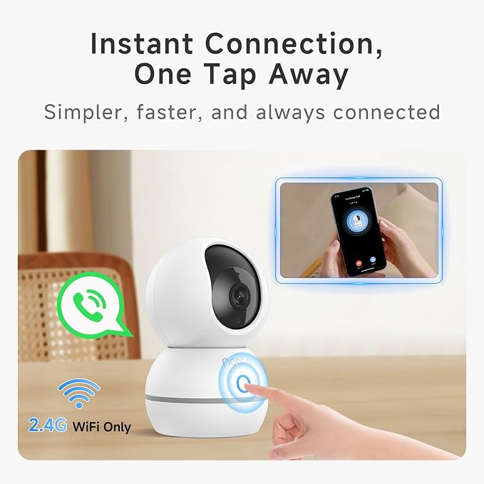 Noorio 2K Indoor Camera Wireless, Baby Monitor Pet Camera, 2-Way Audio | 360-Degree for Home Security/Smart Motion Tracking, Phone App, IR Night Vision, Siren, Compatible with Alexa, CS201 2Pcs