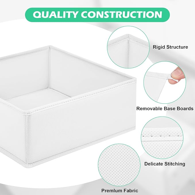 Drawer Clothing Organizer 16-Pack, White Underwear Dividers | Multiple sizes Fabric Folding Wardrobe Organizer,Storage Bins Store Baby Clothes, Bras, Underwear, Panties,Belts,Socks,Ties