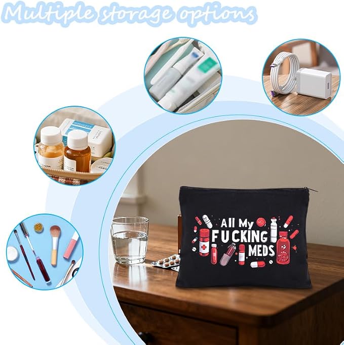 Sisadodo Charging Cable Organizer Travel Bag Toiletry Makeup Cosmetic Bags Medicine Med Toiletry Bag Pouch Diabetic Gifts Bags