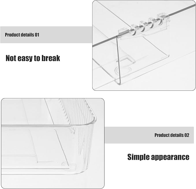 Garneck 3pcs Expandable Clear Drawer Organizer Pet Storage Trays with Dividers for Kitchen Cutlery Office Cosmetics Jewelry Space-saving Transparent Storage Bins with Rounded Corners