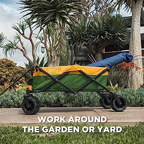 Creative Outdoor Push Pull Hauler Wagon for Kids, 200lbs Weight Capacity, All-Terrain Collapsible and Portable Folding Cart, Beach Park Garden, Camping & Tailgat