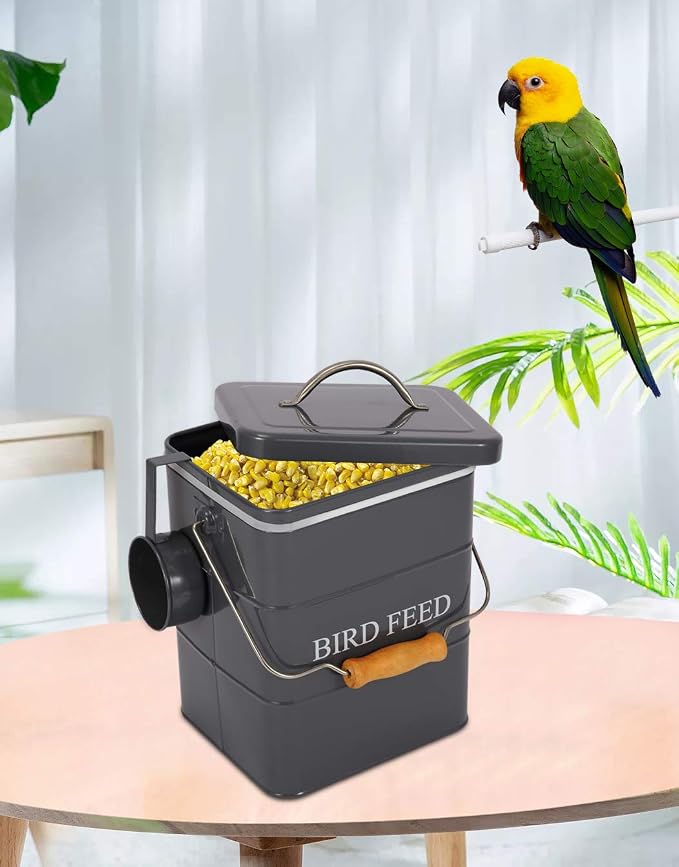 Geyecete Bird Feeder,Bird Food Jar Pet Food Storage Airtight Food Storage Container-Gray
