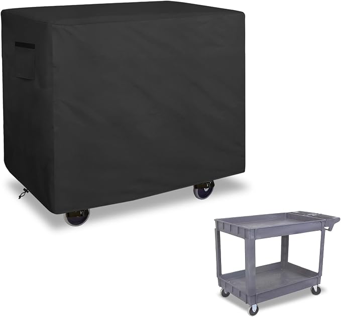 Bitubi Service Cart Cover for 500-Pound Capacity Service Utility Cart,Heavy Duty Waterproof Utility Cart Cover - 47''L x 27'W x 32''H(Black)