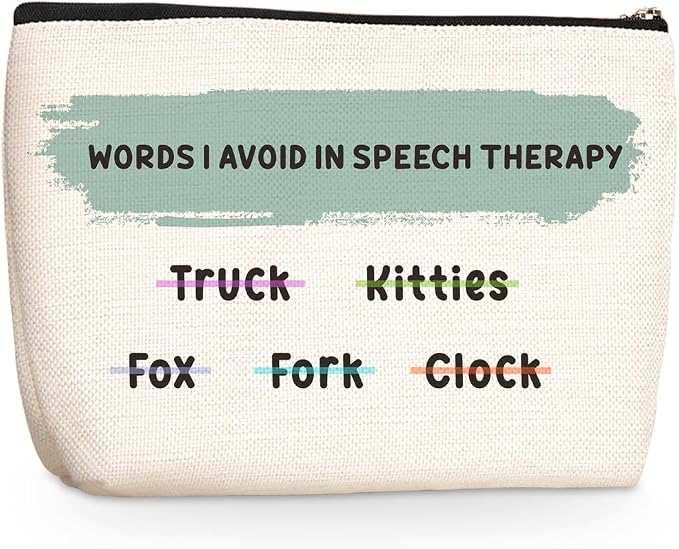 Speech Therapy Gifts Speech Therapist Gift Funny Makeup Bag Cosmetic Bag | SLP Gifts for Speech Language Pathologist Appreciation Gifts for Women Friend Bestie Her Travel Pouch Christmas Graduation