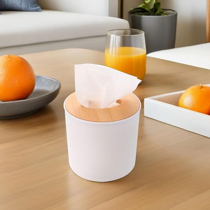 3pcs Tissue Holder Box with Lid, White Pet Organizer | Detachable Cover, Portable Storage Container, Vanity Dresser and Office Use