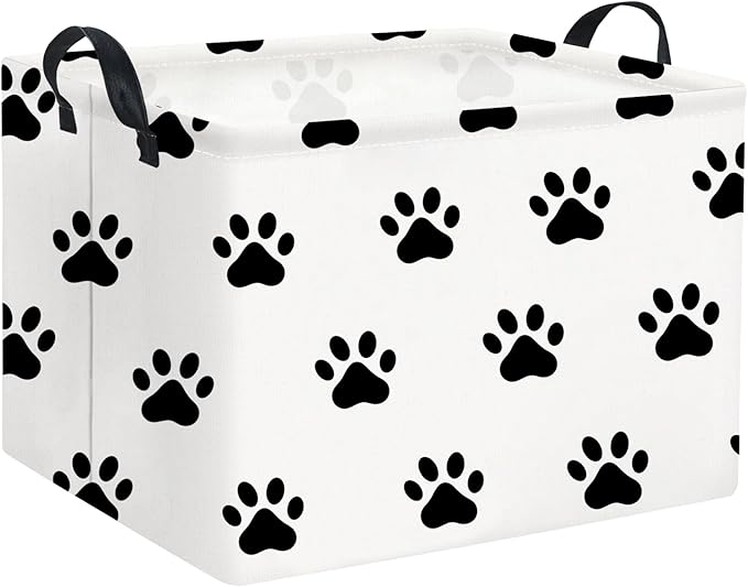 Dog toy Basket Dog Toy Bin Cute Toy Storage Basket Organizer Box Kids Gift Basket Empty Rectangular Room Decor for Home(Paw)
