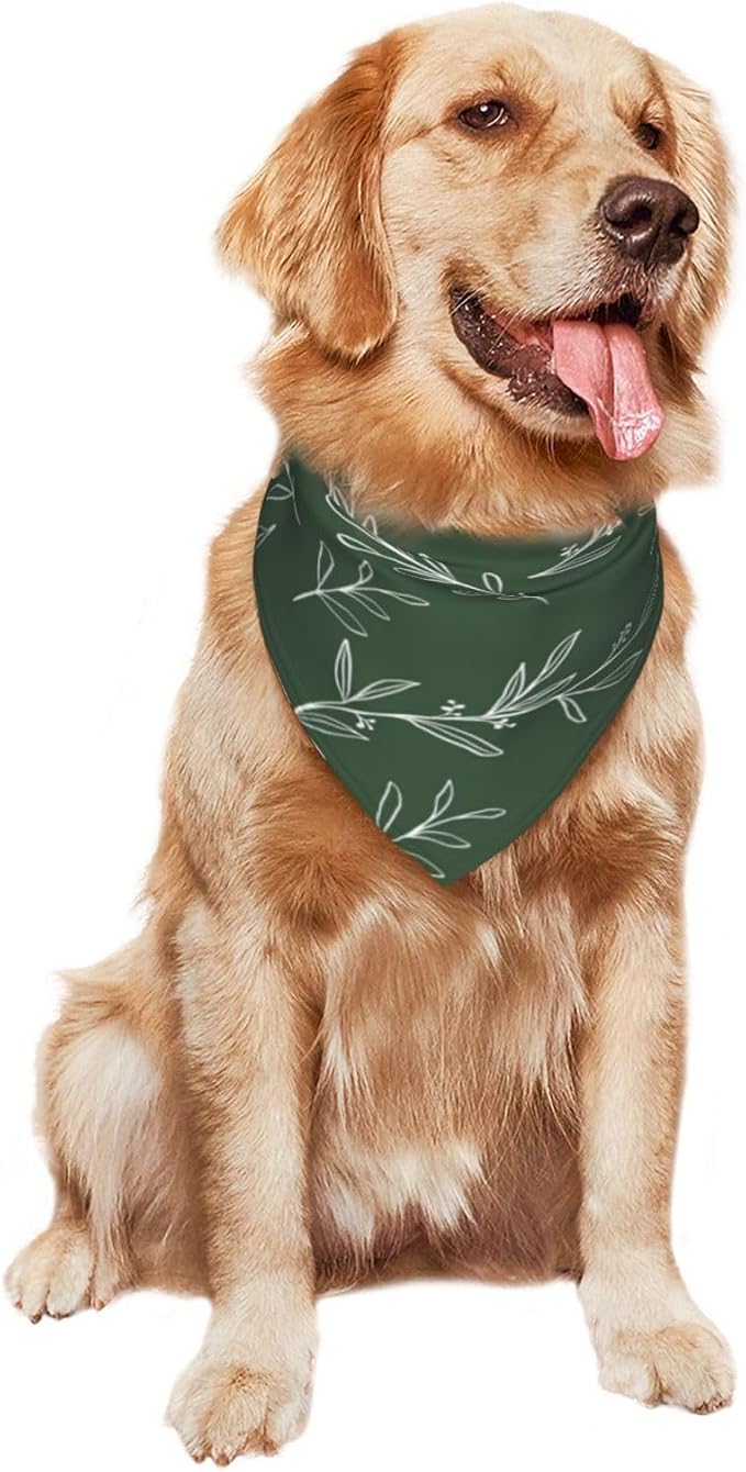 Sage Green Dog Bandana,Adjustable Triangle Bibs Dogs Scarf,Puppy Neckerchief Dog Cat Bib for Spring Summer (Dark Green)