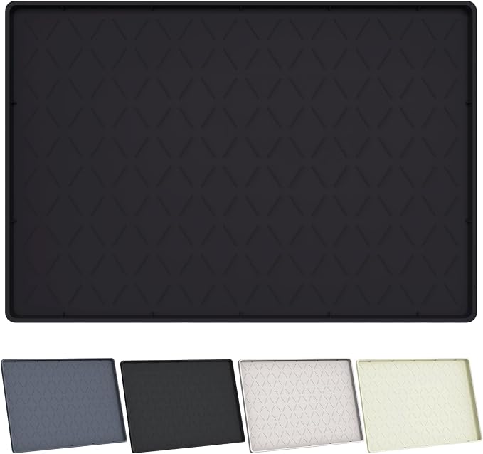 Extra Thick Under Sink Mat Waterproof with Raised Edge 34" x 22" | Silicone Multipurpose Mat for Kitchen, Bathroom, Pet Feeding, Shelf Protection & Organization, Boot & Plant Tray