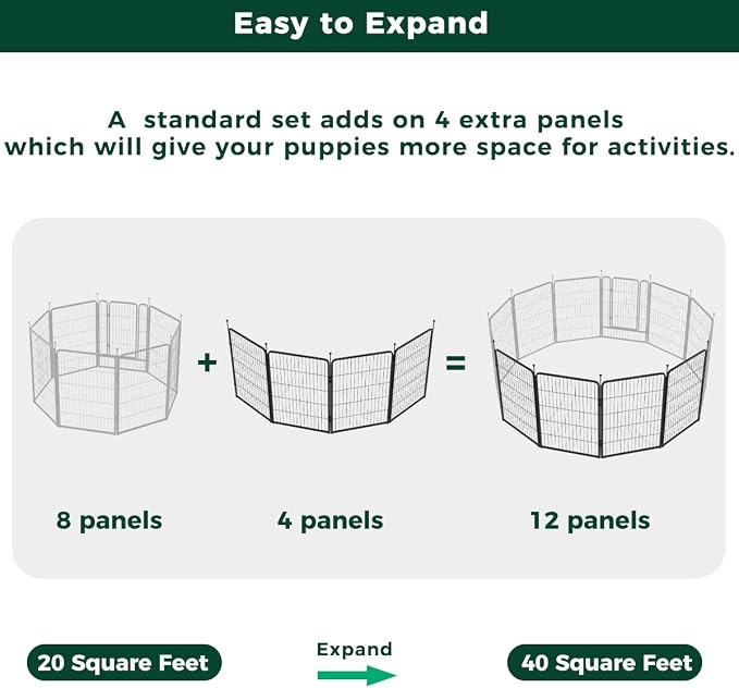 FXW Rollick Dog Playpen, Indoor, Yard & RV Camping, 40" H, 4 Panels | Easy setup, Heavy-duty, DIY layouts, for Medium & Large Dogs, Patented