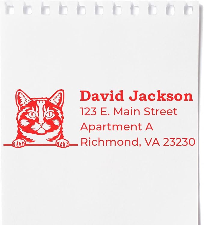 Munchkin Duo Hand Stamp, Custom Mail Stamper, Cat Return Address, Personalized Desk Accessory for Parents of Young Children, Teachers, Offices, Crafts