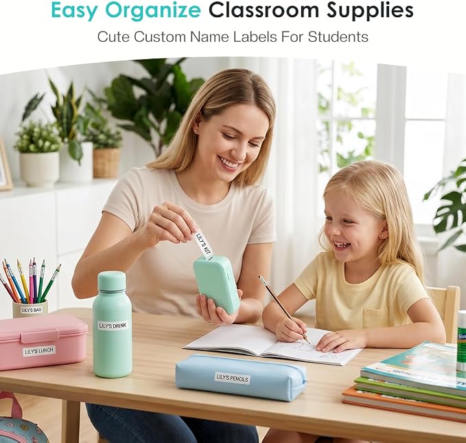 Phomemo Label Maker, D30 Bluetooth Mini Label Maker Machine with Tape | Portable Thermal Printer, Massive Templates Fonts Icon Labeler for Home Classroom School Office, Lightweight Rechargeable