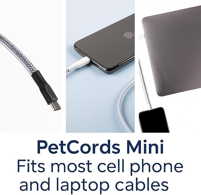 PetCords MINI 6ft Dog and Cat Cord Protector-Protects Your Pets from Chewing Through Charging Cables. Fits- iPhone, Android and Other USB Cables, Unscented, Odorless
