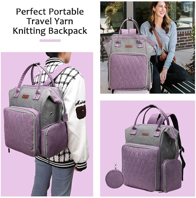 crochet bag,knitting bagBackpack and Tote Bag Storage Bag ，Large capacityYarn Storage Organizer Travel Crochet Bag Women Carrying Crochet Accessories Knitting Needles Crochet