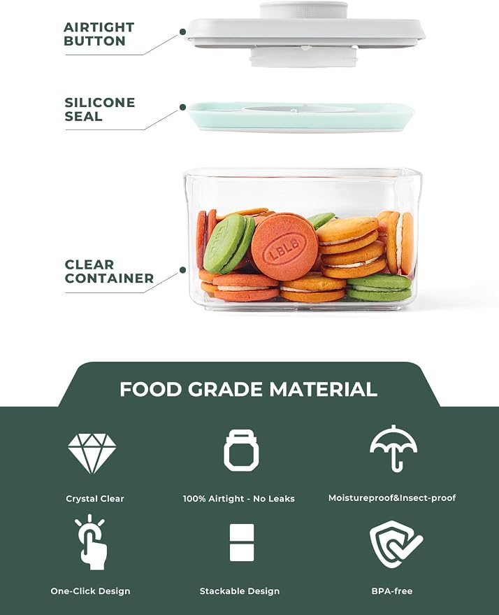 Small Airtight Container, 0.3Qt Mini Snack Jar with Pop-Top Lid | BPA-Free Stackable Food Storage for Candy, Nuts, Dog Treats, Brown Sugar, Tea Bags, Spices and Everyday Pantry Essentials