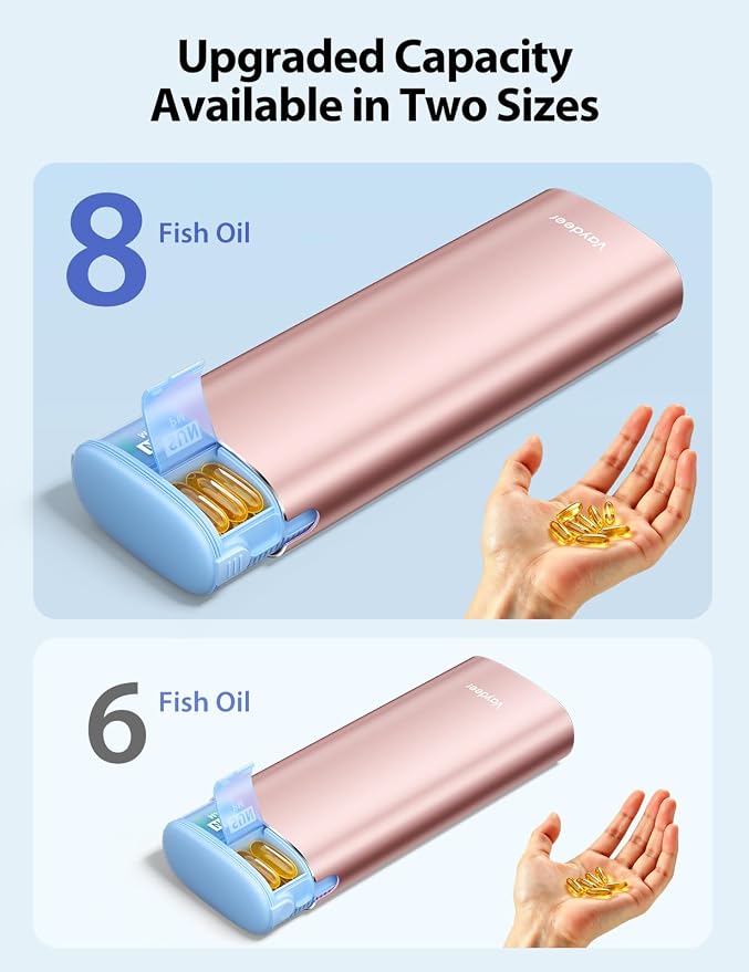 Vaydeer Large Metal AM PM Pill Organizer 7 Day, Moisture-Proof Desiccant | 2 Times a Day Pill Box with Triple-Layer Seal, Travel Pill Case for Fish Oil, Vitamins, Supplements and Medication