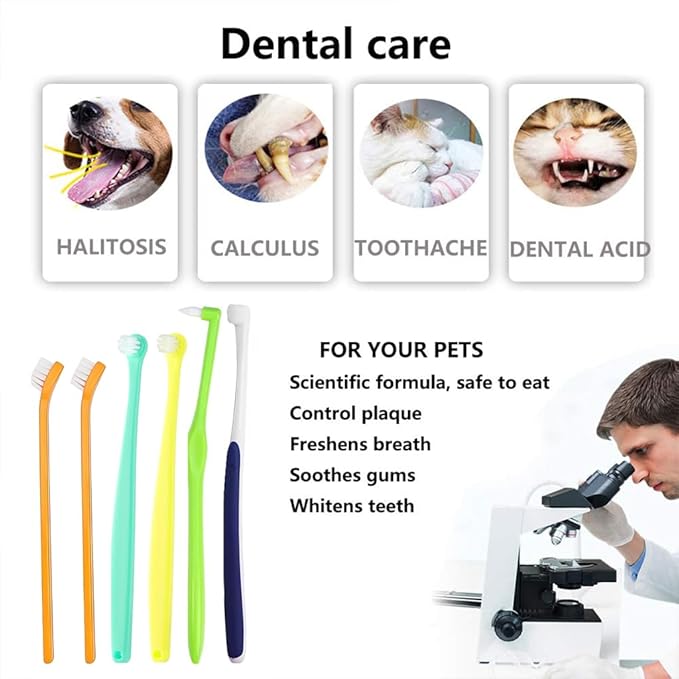 6 Pcs Cat Toothbrush with Micro Head to fit into Cat Mouth, Ultra Soft Bristles Pet Toothbrush Kit, Kitten/Puppy Toothbrushes, Kitty Dental Care Supplies, Avoid Bleeding Gums & Help Gap Cleaning