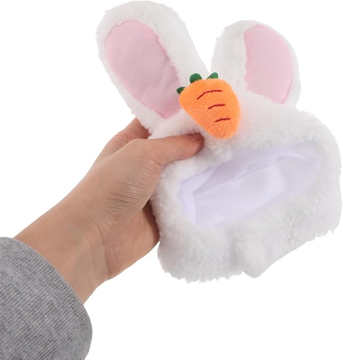 Pet Bunny Rabbit Hat with Ears for Dogs and Puppies White | Polyester Headwear, Lightweight Breathable Fit, Holiday Celebrations and Halloween Costume Accessory