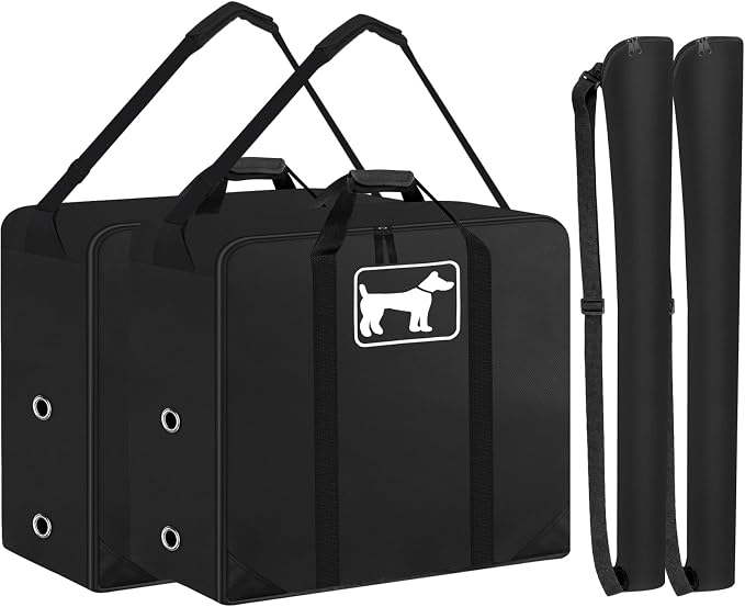 SIRUITON 2Pack 600D Dog Playpen Storage Bag Fits 40" H 8 Panels & 9 Stakes | Dog Fence Travel Bag for Foldable Exercise Pet Playpens Designed for Camping and RV Trips with Reinforced Double Handles