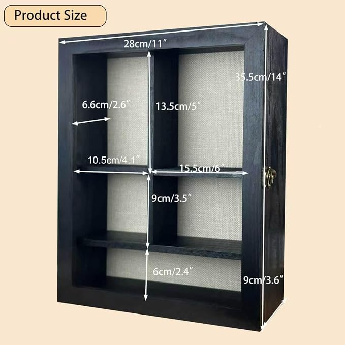 Solid Wood 11x14 Pet Memorial Shadow Box Frame with Adjustable Shelves Paw Print Kit Pet Urn Ashes Display Case Black Dog Memorial Gifts for Loss of Dog